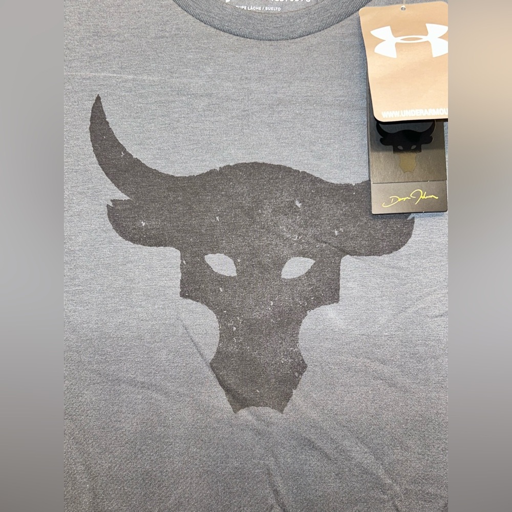 Under Armour Gray Short Sleeve Tee with Bull Logo | Dwayne Johnson Collaboration - Picture 2 of 12